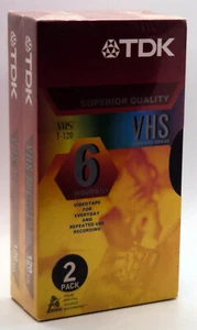 TDK T-120 2 Pack New BLANK VHS Video Tapes Standard Grade Videocassette 120RV - Imagen 1 de 3