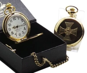KNIGHTS TEMPLAR Personalised Masonic GOLD POCKET WATCH Gift Box Certificate - Picture 1 of 4