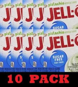 10x Jello PISTACHIO SUGAR FREE Instant Pudding & Pie Filling Mix Dessert 10 PACK - Picture 1 of 4