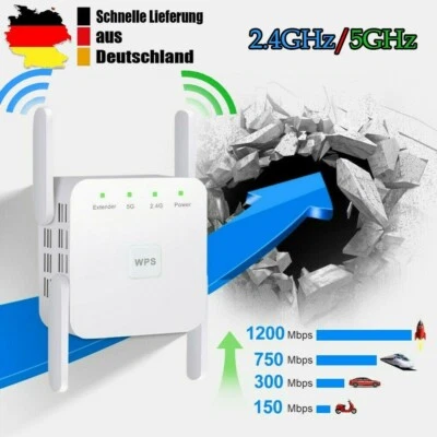 Wireless WLAN Repeater WLAN Verstärker Integrierte Steckdose 1200 Mbit/s DE NEU - Bild 1 von 4
