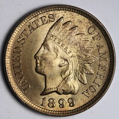 1899 Indian Head Cent Penny GEM BU *UNCIRCULATED* MS MOST RED E257 ZHM - Image 1 of 2