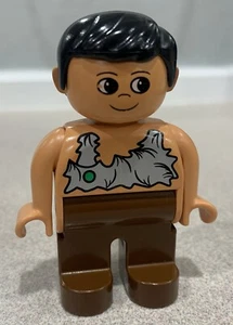 LEGO Duplo Minifigures Child Boy Brown Stone Age Hair Black Caveman Figure - Picture 1 of 2