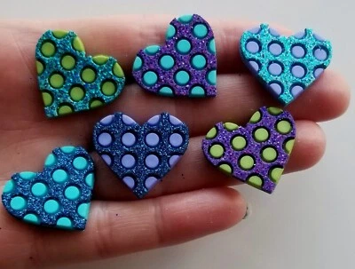 POLKA DOT HEARTS Dress It Up Glitter Christmas Craft Embellishments Card Making - Image 1 of 2