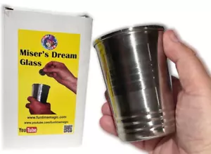 MISERS DREAM KELCH Stahl Münzfänger Becher Glas Zaubertrick Erscheinung Geld - Bild 1 von 9