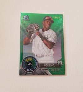 Bowman Chrome MLB 2018 Estevan Florial Scouts Top 100 Green Refractor #'d 86/99