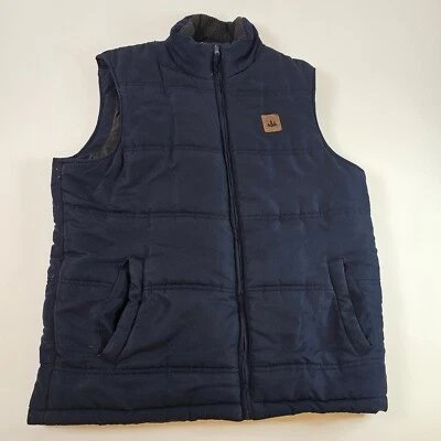 Field & Stream 男式 M 码海军蓝拉链松饼背心羊毛衬里领 — 第 1/4 张图片