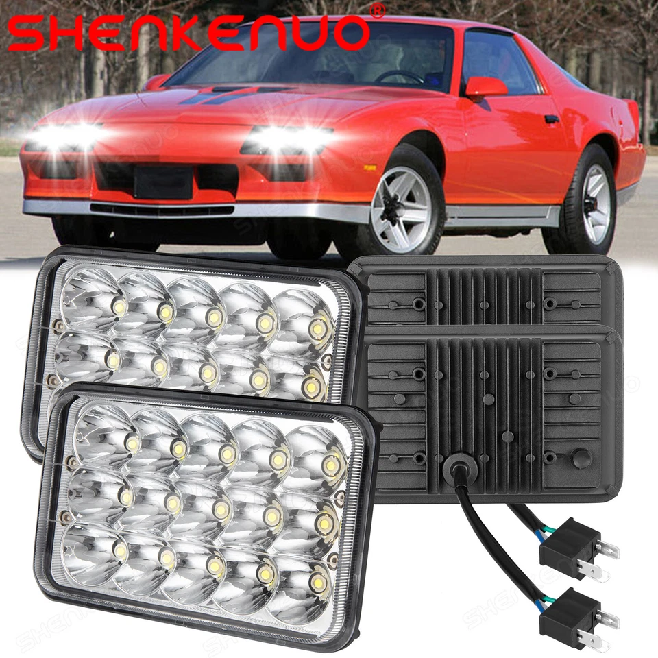 4pcs 4X6" LED Headlights Hi/Lo Beam Sealed Headlamp for Chevy Camaro Subaru GL - Image 1 of 4