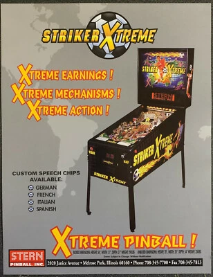 STRIKER XTREME - Stern Pinball Machine Flyer 2000 - Soccer - Y2K - Box Shipped - Image 1 of 4