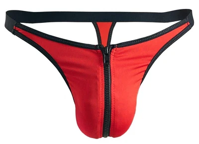 ORION Herren String - sexy Slip für Männer, mit Reißverschluss, rot/ schwarz - Bild 1 von 4