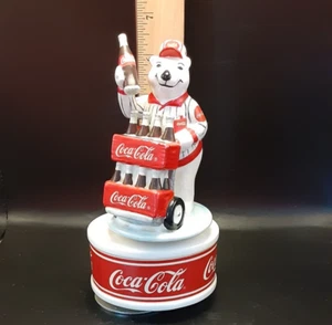 Vintage Coca Cola Music Box 1996 Baseball Bear Selling Coke At The Ballgame - Picture 1 of 4