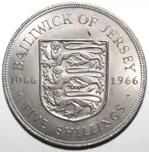 British Jersey 5 Shillings Münze 1966 KM# 28 Battle of Hastings QEII UK Britain - Bild 1 von 2