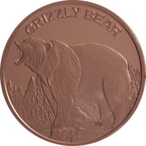 1 oz Copper Round - Grizzly Bear