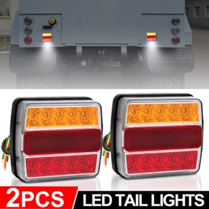 Pair Submersible/Waterproof 12V LED Stop Tail Light Lamp Kit Trailer Truck Boat - Picture 1 of 6