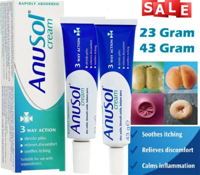 Anal itching, Hemorrhoids, Piles Treatment 3 Way Action - Anusol Cream 23g / 43g