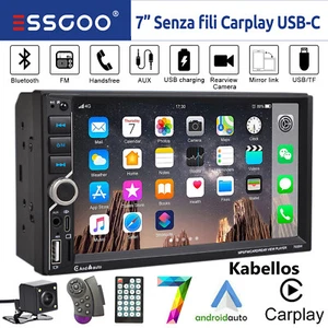 Autoradio 7 Pollici 2 DIN Senza Fili Carplay Android Auto Bluetooth USB-C TF CAM - Foto 1 di 17