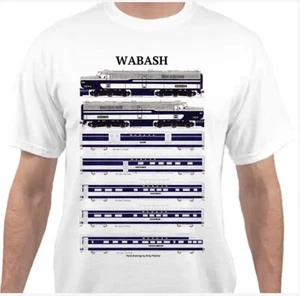 T-shirt Wabash Banner blu treno passeggeri ferrovia di Andy Fletcher - Foto 1 di 1
