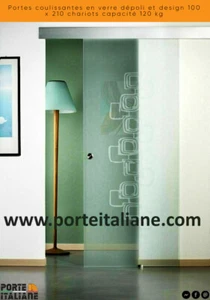 Portes coulissantes en verre dépoli et design 100 x 210 chariots capacité 120 kg - Imagen 1 de 1