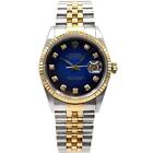 Rolex Datejust 36mm 16233 Gold Steel Blue Vignette Dial Automatic Watch 1995