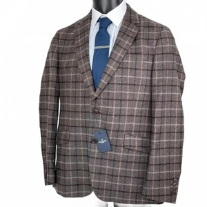 Neu mit Etikett Hackett Tatterstall Stretch braun kariert Wolle Country Wear Blazer Jacke 42R - Bild 1 von 11