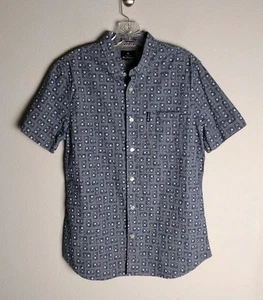 Ben Sherman Blue Red White Cassette Tape Short Sleeve Stretch Fit Shirt Medium - Picture 1 of 5