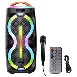 CASSA SPEAKER ALTOPARLANTE BLUETOOTH CON MICROFONO KARAOKE LUCE LED PORTATILE - Foto 1 di 5