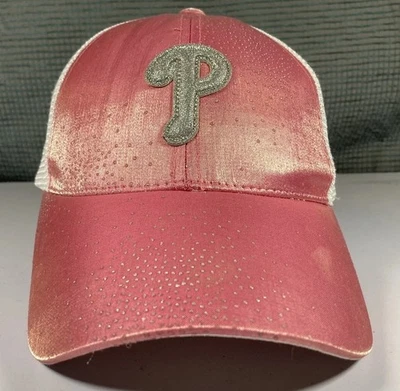 Philadelphia Phillies Womens Hat Pink New Era Adjustable Trucker Baseball Cap - Image 1 of 4