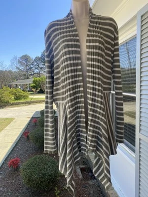 Cárdigan a rayas delantero abierto STYLE & CO MACY'S para mujer - verde/blanco - XL Foto 1 de 4