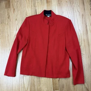 St. John Collection Blazer Collared Buttoned Signature Knit Sweater Jacket Red - Picture 1 of 22
