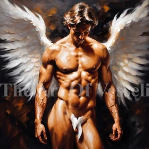 Druck männlicher Akt Gemälde Engel nackter muskulöser Mann Figur Bild sinnliche Kunst - Bild 1 von 1