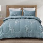 Exclusivo Mezcla 3-Piece Floral King Size Comforter Set, Microfiber Bedding Down