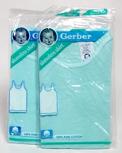 3x Vintage NOS Gerber Baby Sleeveless Shirt Blue Large  27-34lbs USA MADE :D - Picture 1 of 2