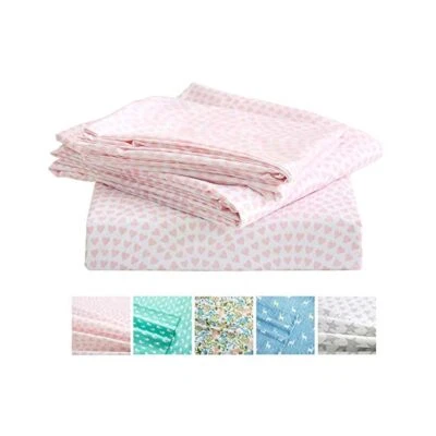 Sábanas para niños Twin Rosa Corazón Estampado Suave Ligero Microfibra Ropa de cama Foto 1 de 4