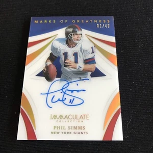 PHIL SIMMS 2021 IMMACULATE COLLECTION MARKS OF GREATNESS AUTO 01/49 - Picture 1 of 2