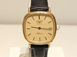 VINTAGE ECKIGE LUXUS SCHWEIZER DAMEN VERGOLDETE QUARZ UHR "LONGINES" PRÄSENZ - Bild 1 von 11