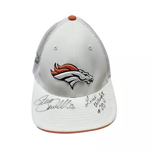 Autographed Reebok NFL Denver Broncos Hat OSFA White/Orange Mesh Sewell Wright - Picture 1 of 9