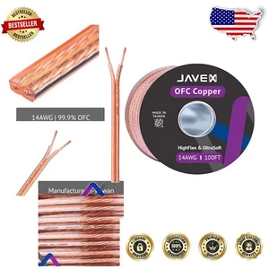 14-Gauge OFC Oxygen-Free Copper Audio Speaker Wire Cable - 100FT Flat Design - Picture 1 of 8