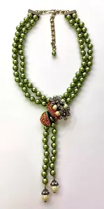HSN Heidi Daus "Orange Blossom" Beaded Drop Necklace - Picture 1 of 9