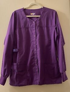 WonderWink Women's Wonderflex Scrub Jacket Snap Buttons Purple Size Medium