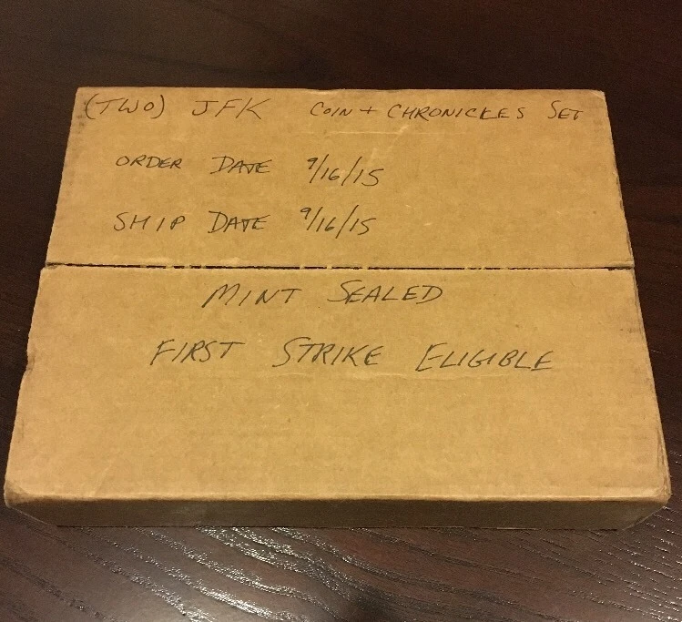 Two 2015 P Coin + Chronicles Reverse Proof Kennedy Dollar Sets - UNOPENED - Image 1 of 1