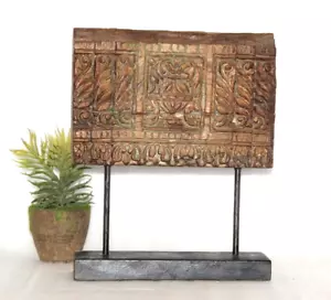 Antique Wooden Floral Carving Panel Plaque Original Old Hand Carved - 15948 - Picture 1 of 7