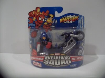 MARVEL SUPER HERO SQUAD - CAPITÁN AMÉRICA Y MOTOCICLETA ¡NUEVO MIP! 2009 Foto 1 de 4