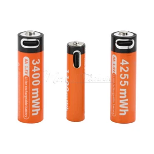 Batteria AAA o AA ricaricabile USB Type-C Li-Ion 1,5V 1100mWh 3400mWh 4255mWh - Foto 1 di 29
