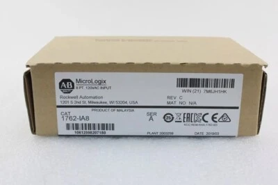 New Sealed Allen Bradley MicroLogix 8 Point 120 VAC Input Module 1762-IA8 Stock - Image 1 of 3