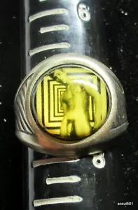 Anillo Desnudo Frontal Masculino Completo Vintage Nuevo Firmado Winky + Holandés B+W OpArt - Imagen 1 de 6