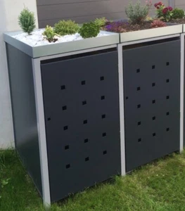 2er MÜLLTONNENBOX mit Pflanzdach für 2 Mülltonnen (240 Liter Mülltonnen)  - Bild 1 von 3