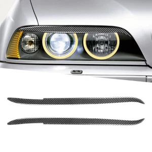 Carbon Fiber Headlight Eyelid Eyebrow Cover Decal For BMW 5 Series E39 1997-2003 - Picture 1 of 10