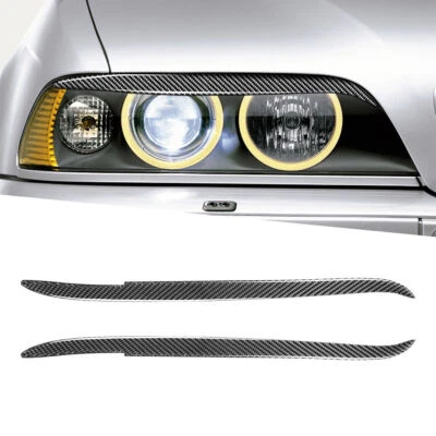 Carbon Fiber Headlight Eyelid Eyebrow Cover Decal For BMW 5 Series E39 1997-2003 - Image 1 of 4
