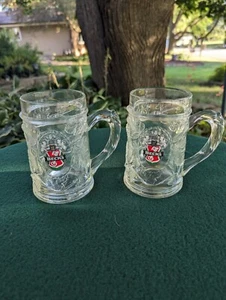 2 Becks Beer Heavy Thick Glass Mug Stein Grape Leaf Design Germany Vintage 5" - Picture 1 of 10