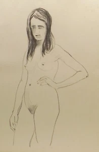 " Frau/Mädchen Studie Akt/Nude 47 "Kohle/Bleistudie. zuschr..Sepp Wurster - Bild 1 von 2
