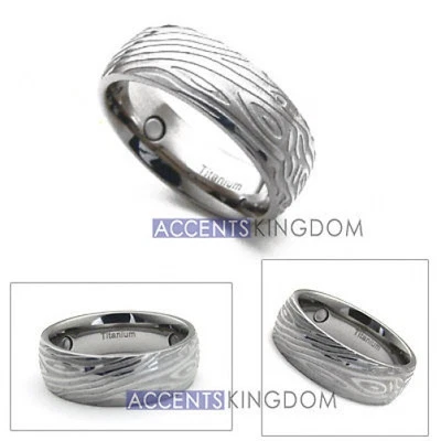 ANILLO BANDA MAGNÉTICA ACCENTS KINGDOM 8MM HOMBRE GRANO MADERA TITANIO Foto 1 de 3